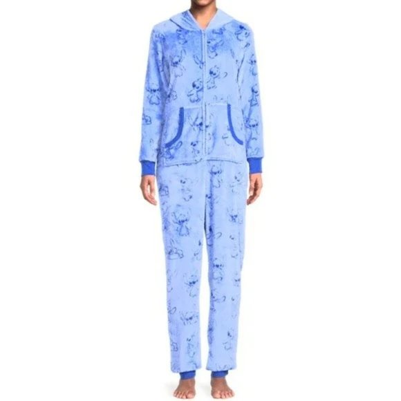 Disney NWT Stitch Pajama Costume with Hood Size Medium in Blue Lilo & Stitch - Picture 1 of 13